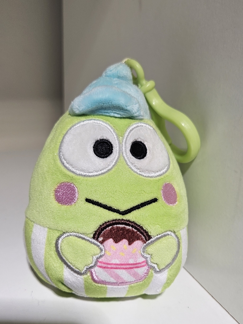 Sanrio Squishmallow Keroppi Plush Clip-On Key/Bag Clip